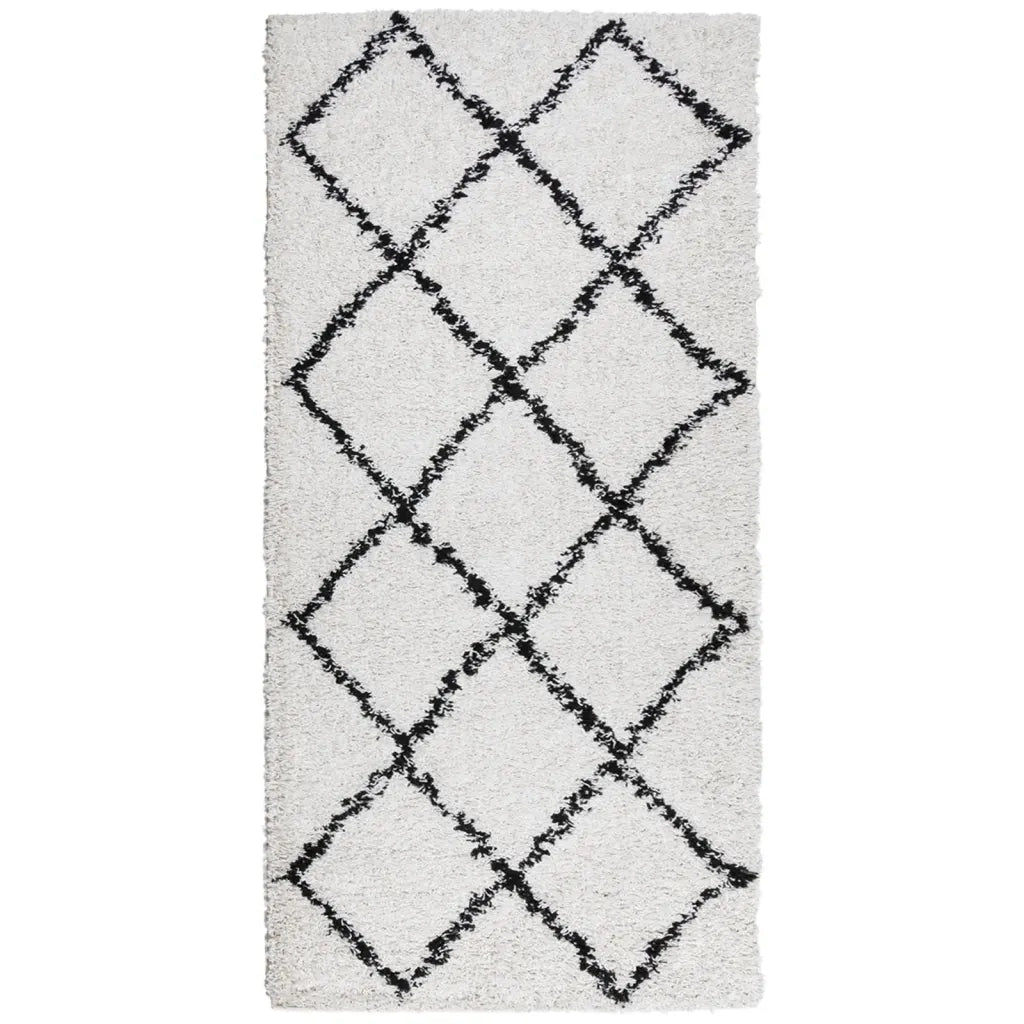 Tappeto Shaggy PAMPLONA a Pelo Lungo Crema e Nero 100x200 cm 375364