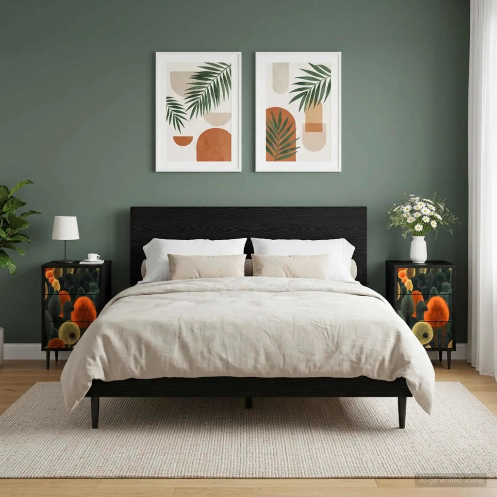 Armadio da Notte ZAANDAM 2 pz Rovere Nero 36 x 33 x 61 cm 8007332
