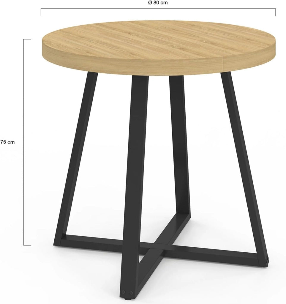 Tavolo da pranzo rotondo SELMA 4 persone in legno e nero 80 cm