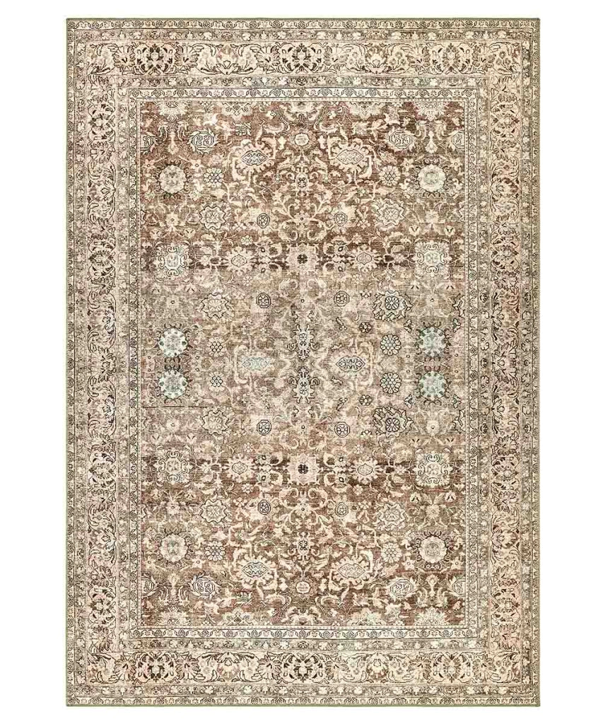 Tappeto arredo casa ORIENTAL HAMADAN MARRONE cm.160x230 riproduzione disegno persiano classico in stile vintage. Tappeto lavabile per salotto, soggiorno, camera da letto.