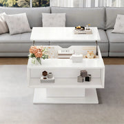 Tavolino da Caff¨¨ con Vano Contenitore e Piano Alzabile ¨C MINIMAL ¨C Bianco Lucido, 80x75x40