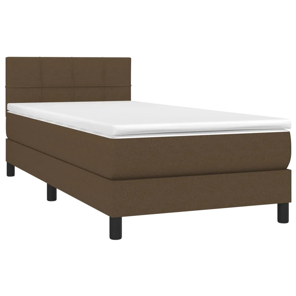 Letto a Molle Materasso e LED Marrone Scuro 90x200cm in Tessuto cod mxl 77942