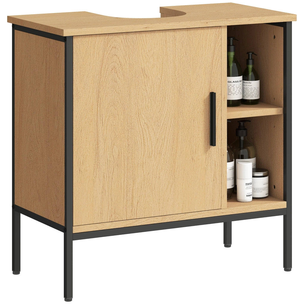 Mobiletto Sottolavabo con Anta e Ripiano Ajustabile ¨C Zephmum ¨C 60x30x59,5 cm Robe Bianco