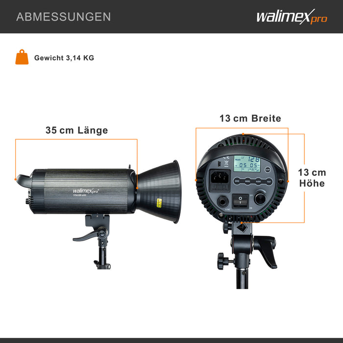Stager 600 HSS set flash fotografico da studio, luce LED da 600 W per foto e video, con softbox stativo luci e accessori