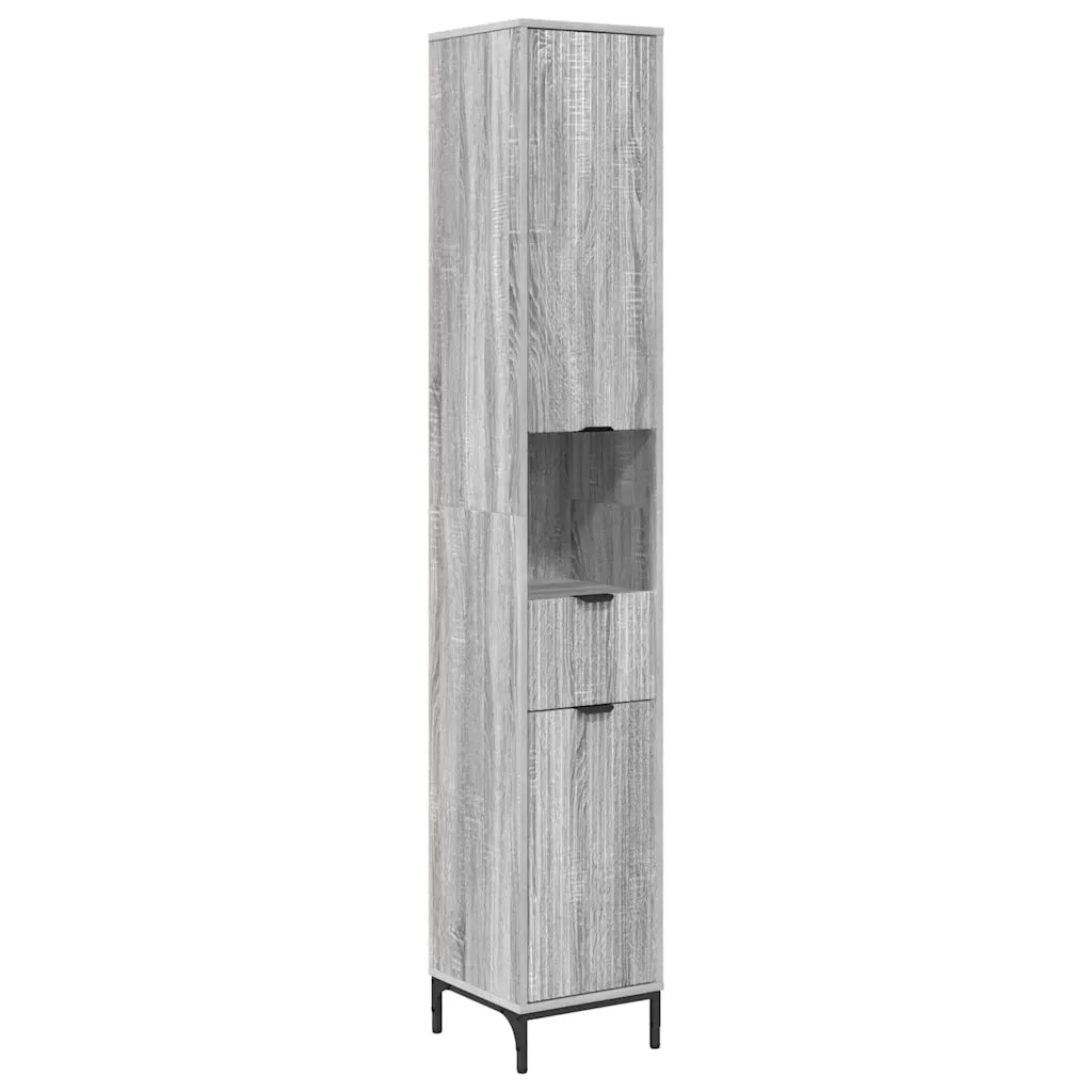 Mobile da Bagno con cassetto Grigio Sonoma 31,5 x 33 x 190 cm