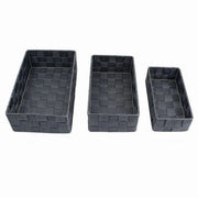 Trade Shop - Set 3pz Scatola Porta Oggetti Tessuto Intrecciato Contenitori Grigio Scuro 79056 -