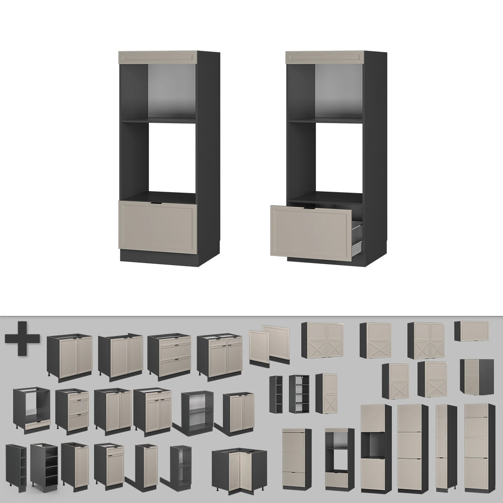 Mobile cucina microonde Fame-Line GrigioBeige/Antracite 60 cm aperto Vicco