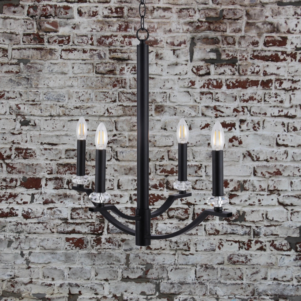 Lampadario nero industriale HIMS metallo regolabile 4xE14 Polux