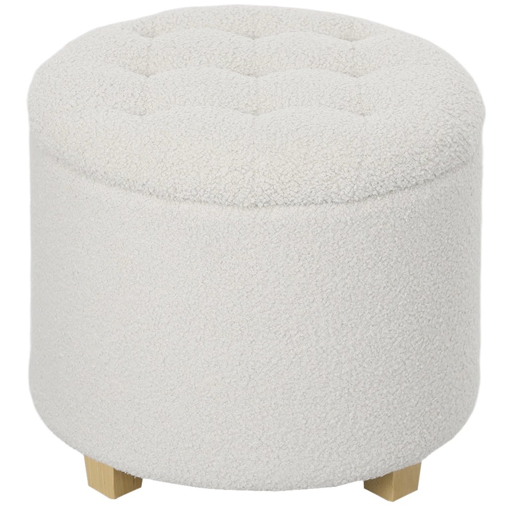 Pouf con cassetto ¨C zephmum ¨C bianco, tessuto, 45x45x41 cm