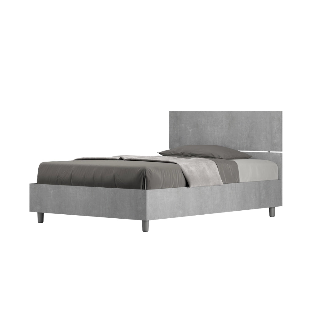BS COM Letto una piazza e mezza con rete 120x190 testata dritta cemento