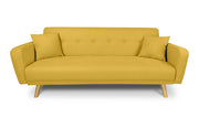 Divano letto clic clac in tessuto vellutato giallo, divano 3 posti - Henry - DL-HE16FBC