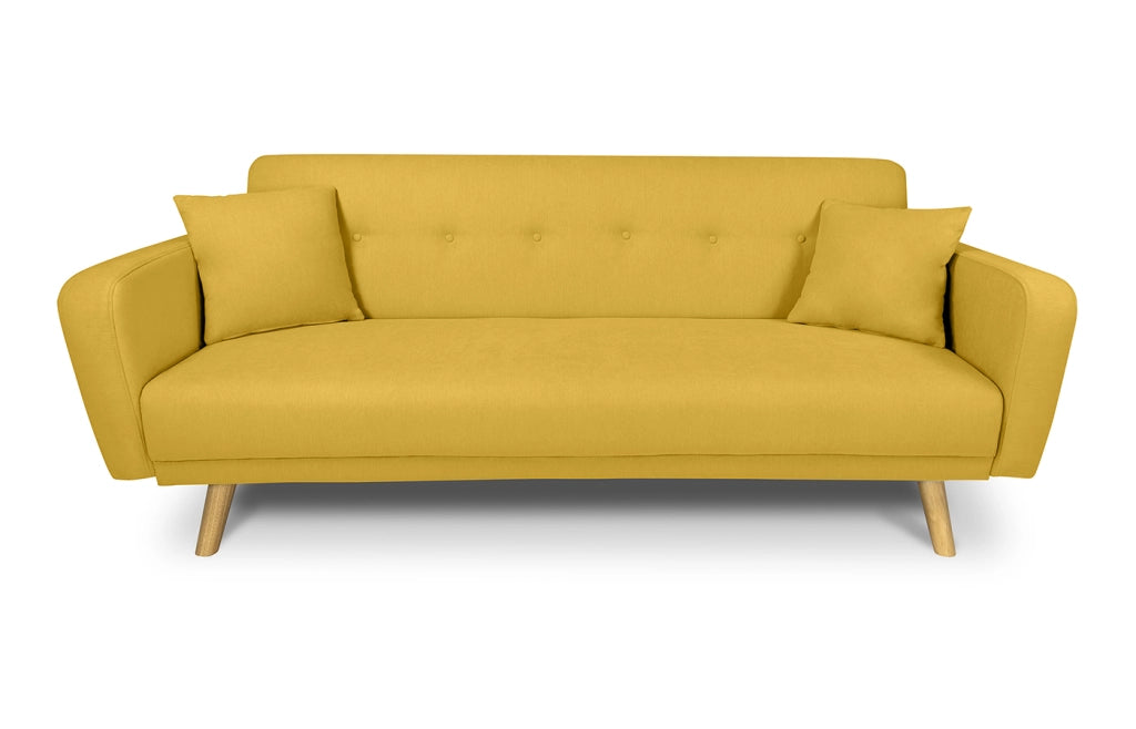 Divano letto clic clac in tessuto vellutato giallo, divano 3 posti - Henry - DL-HE16FBC