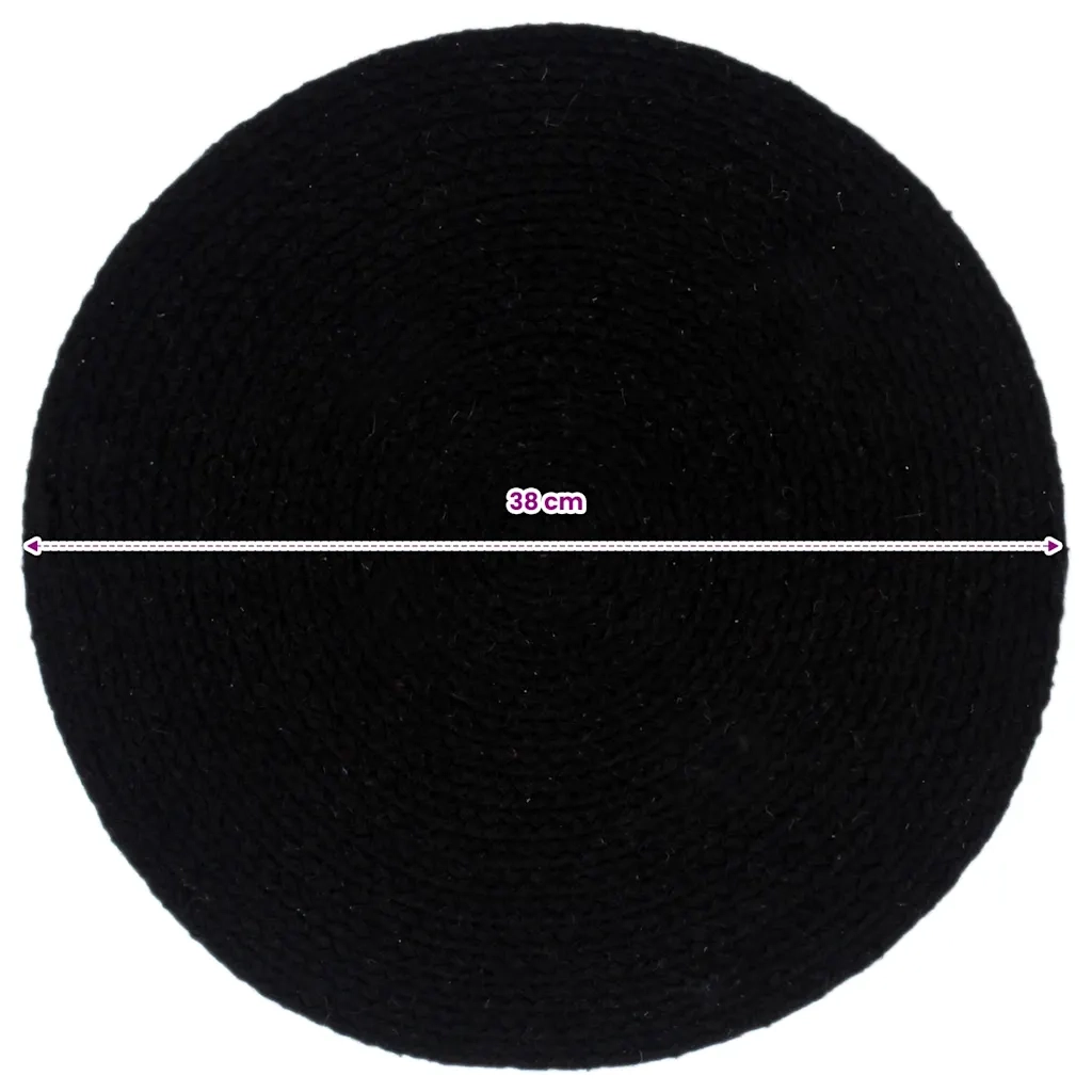 Tovagliette 4 pz Nero Neutro 38 cm Rotonde in Cotone 133844