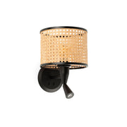 Faro Barcelona 64309-47 - MAMBO Lampada da parete con lettore nera/ratan