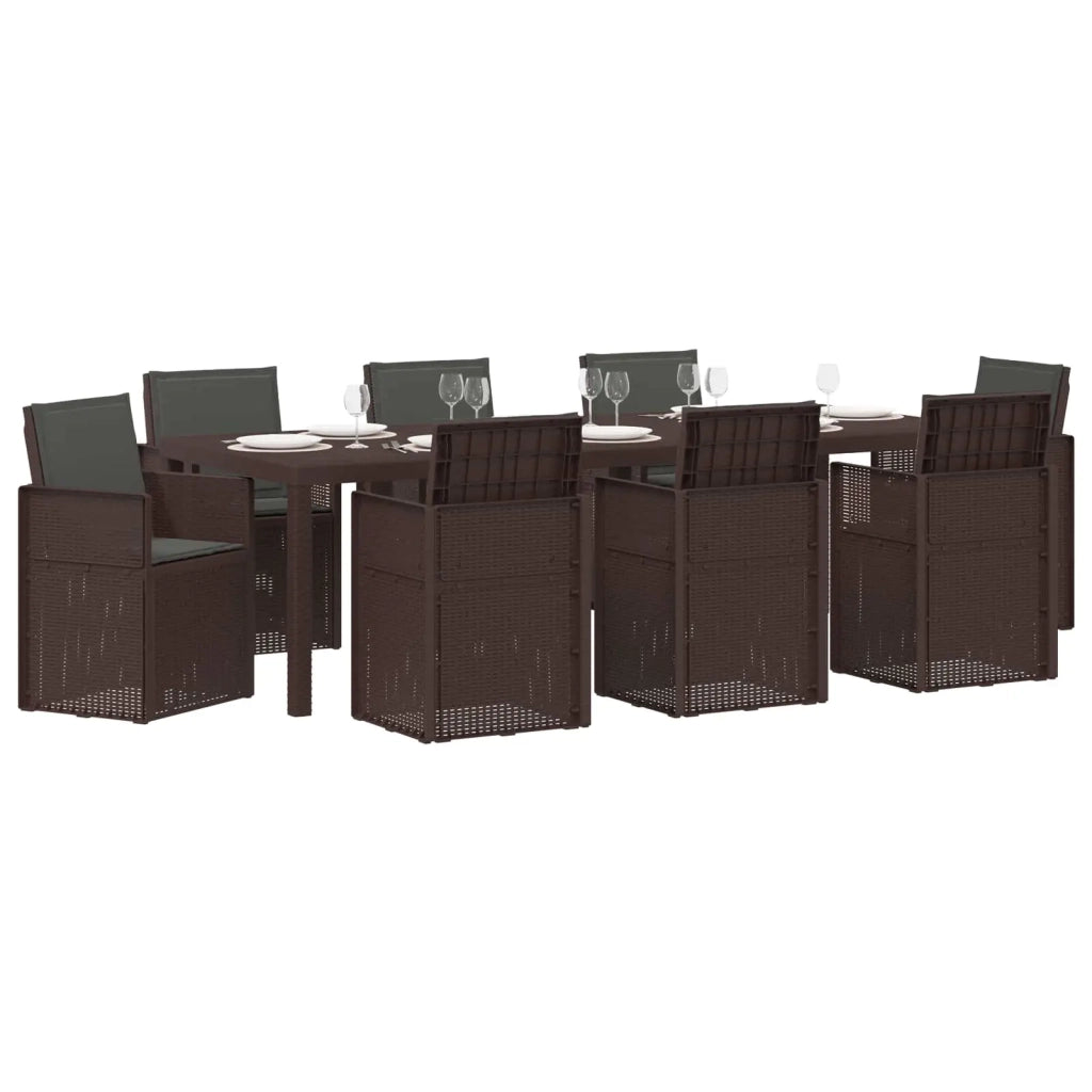 Set da Pranzo per Giardino 9 pcs Marrone e Antracite PP 3430092