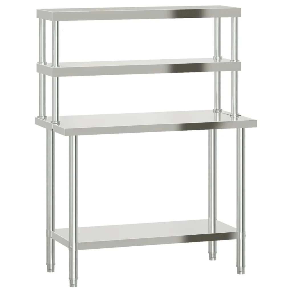 Tavolo da lavoro professionale da cucina con ripiano 110 x 55 x 150 cm acciaio inox 02_0045421