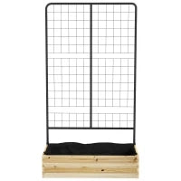 Fioriera con Grigliato e 2 Fori di Drenaggio, in Legno di Abete e Acciaio, 80x38x145 cm