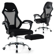 Sedia da ufficio ergonomica regolabile con poggiapiedi inclinabile e comodi braccioli in rete colore nero 20_0011091