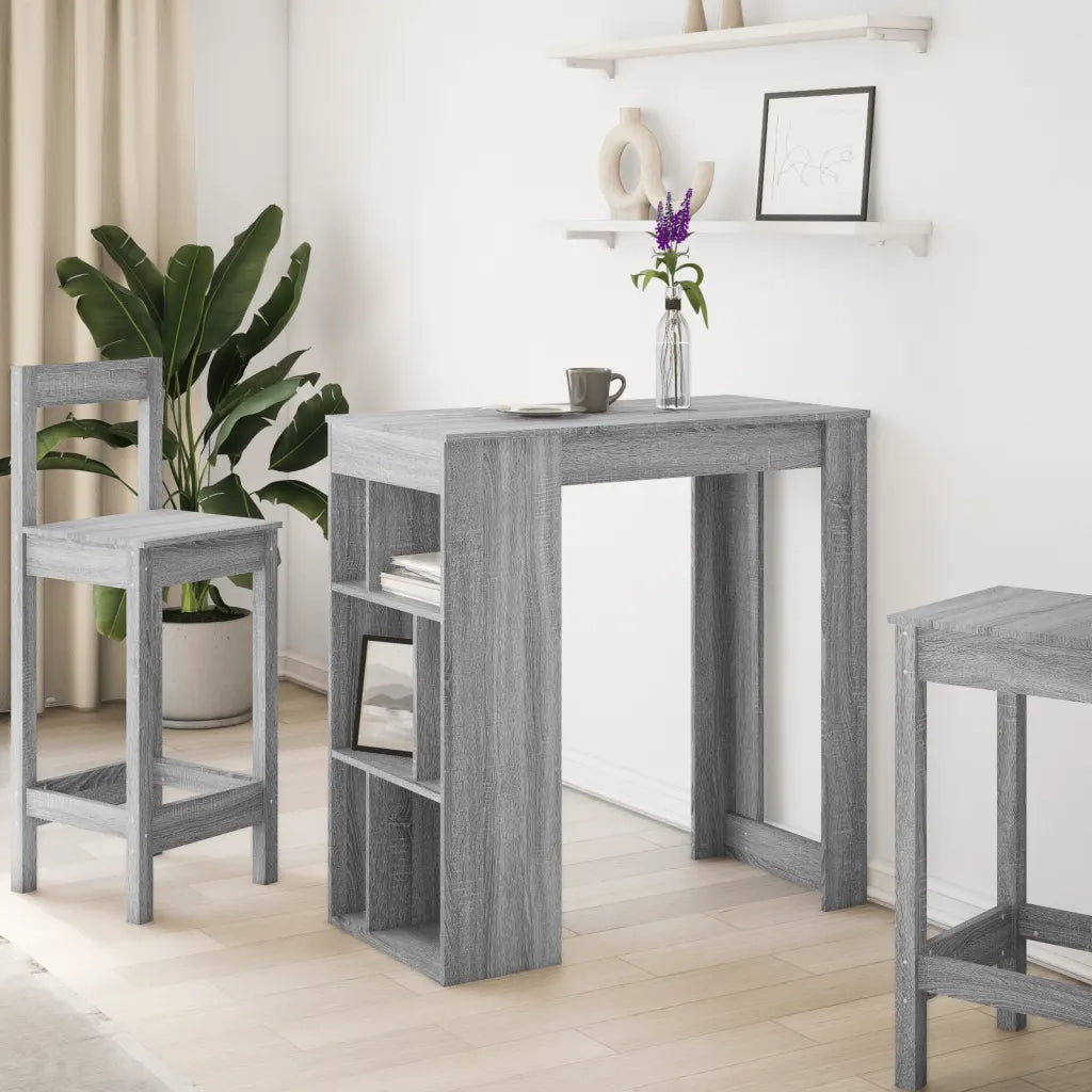 vidaXL Tavolo Bar con Rastrelliera Grigio 102x50x103,5 cm Multistrato
