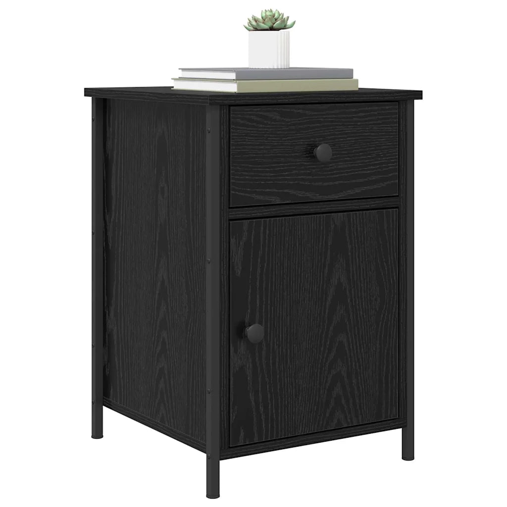 Comodino | Armadio da Notte | Mobiletto da notte Rovere Nero 40 x 42 x 60 cm Legno multistrato