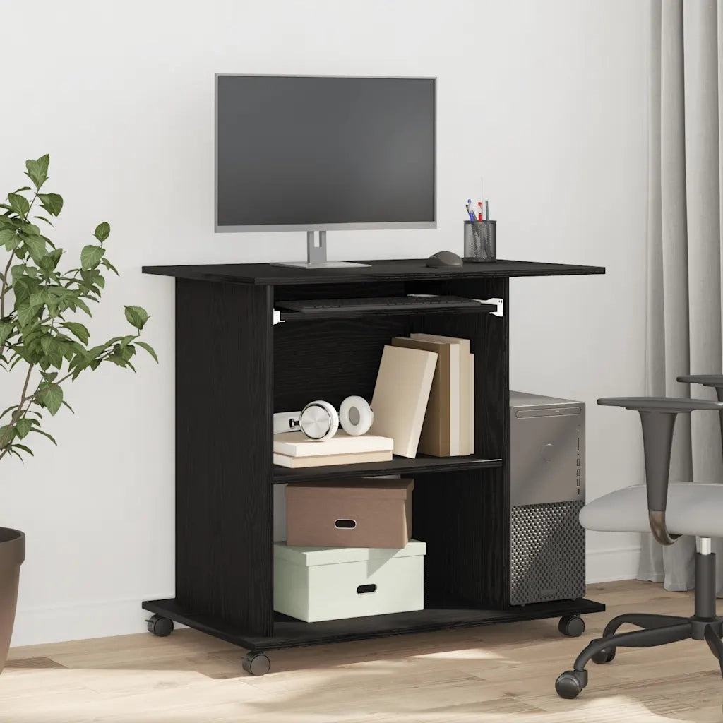 Scrivania per computer Rovere Nero 80x50x75 cm in Legno Multistrato 862500