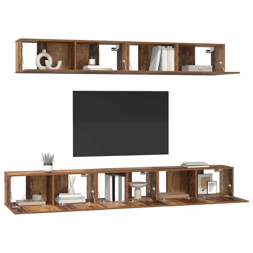 Set mobile TV 5 pz-Set di 5 Credenza per TV Legno vecchio Legno multistrato 403700
