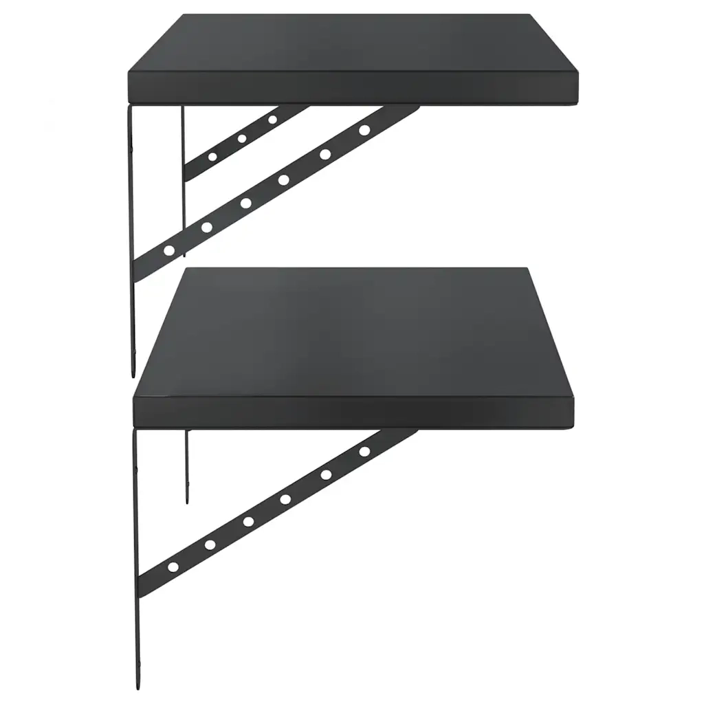 Mensole a Muro 2 pz 75x40 cm Nero in Acciaio Inossidabile 3214514
