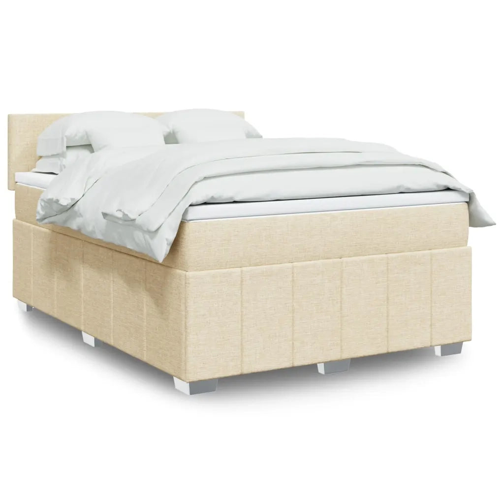 Giroletto a Molle con Materasso Crema 160x200 cm in Tessuto