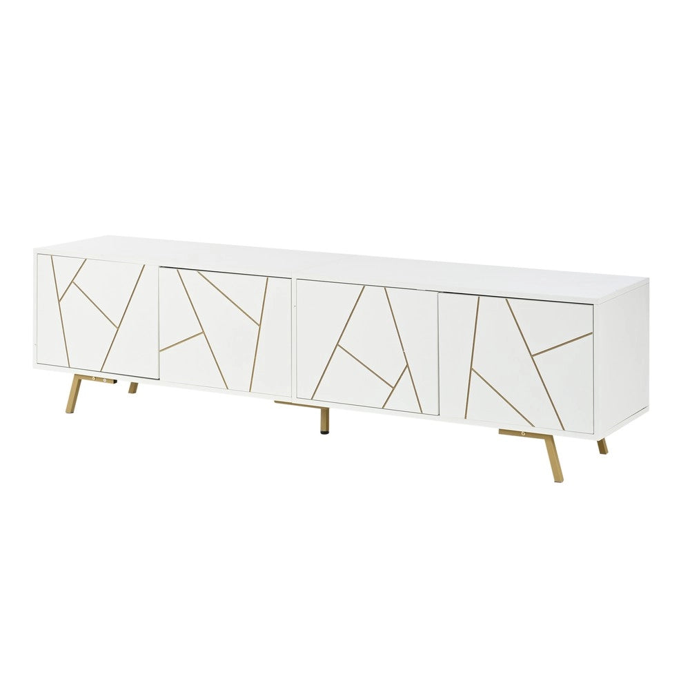 Mobile TV Soggiorno con Ante ¨C Xylo ¨C Bianco/Oro, 190x40x51,5 cm