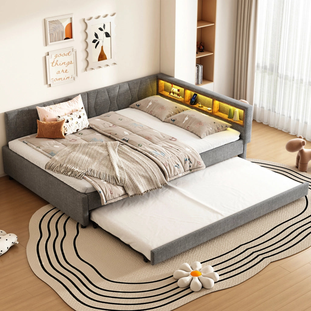 Letto giorno funzionale in lino 140x200 cm