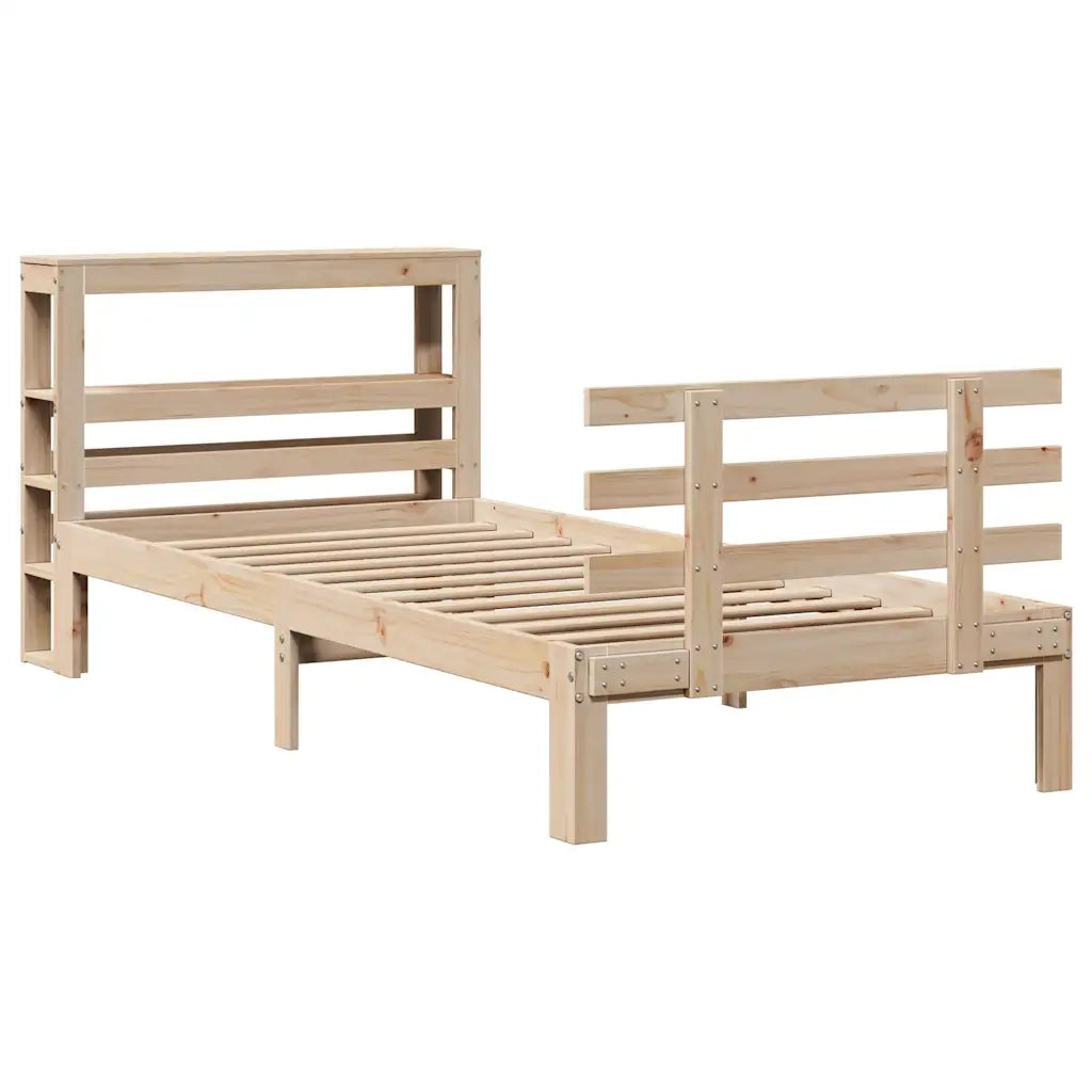 Giroletto con Testiera 90x190 cm in Legno Massello di Pino 3306098