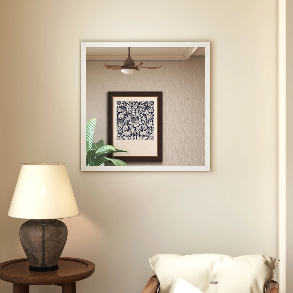 Specchio da parete quadrato ¨C zephmum ¨C bianco legno 50x50 cm