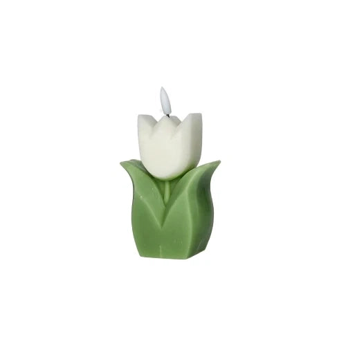 Candela LED Tulipano 15cm in Paraffina colore bianco