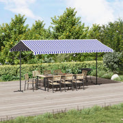 Tenda da Sole Blu e Bianca 500x300 cm in Tessuto e Acciaio 368933