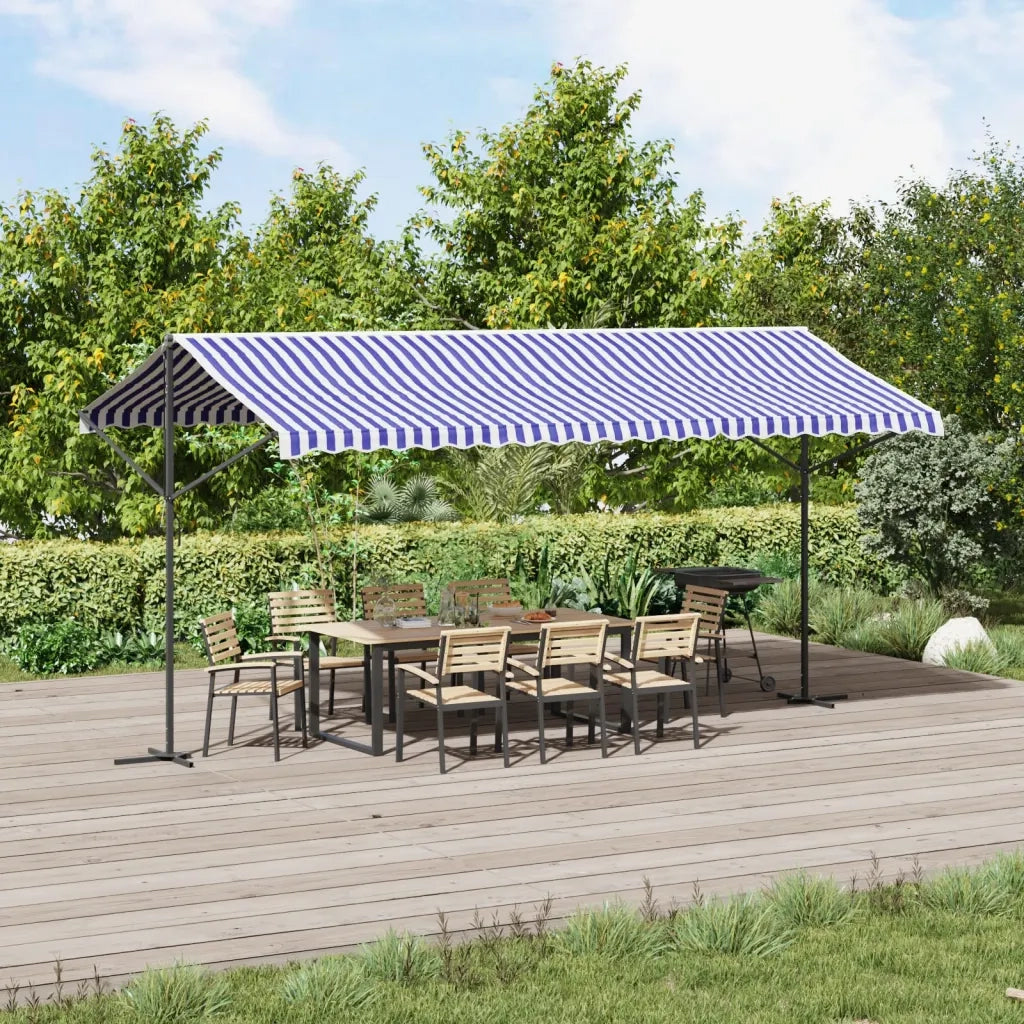 Tenda da Sole Blu e Bianca 500x300 cm in Tessuto e Acciaio 368933