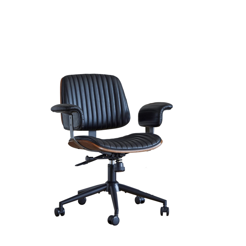 SEDIA Girevole da ufficio 52 x 46 x 33 cm in pelle nera