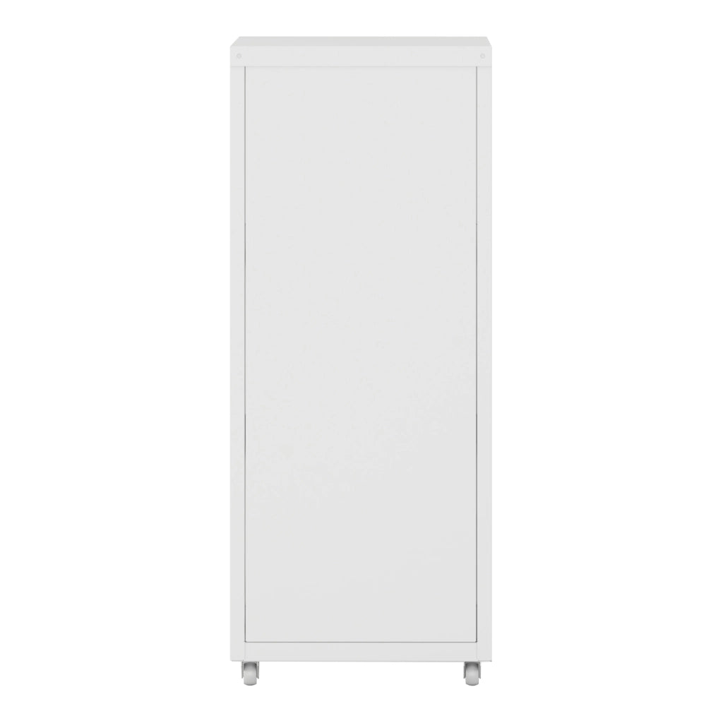 Cassettiera Kökar in Acciaio Mobile Archivio con 5 Cassetti e Rotelle - Bianco [en.casa]