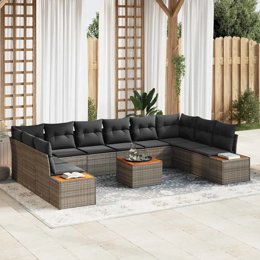 Set Divano da Giardino con cuscino 10 pcs Grigio Polyrattan 3356849