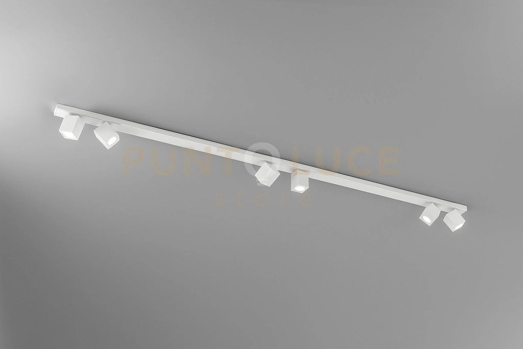 Oddy faretto 6 luci in alluminio bianco attacco GU10 orientabile 6x6cm