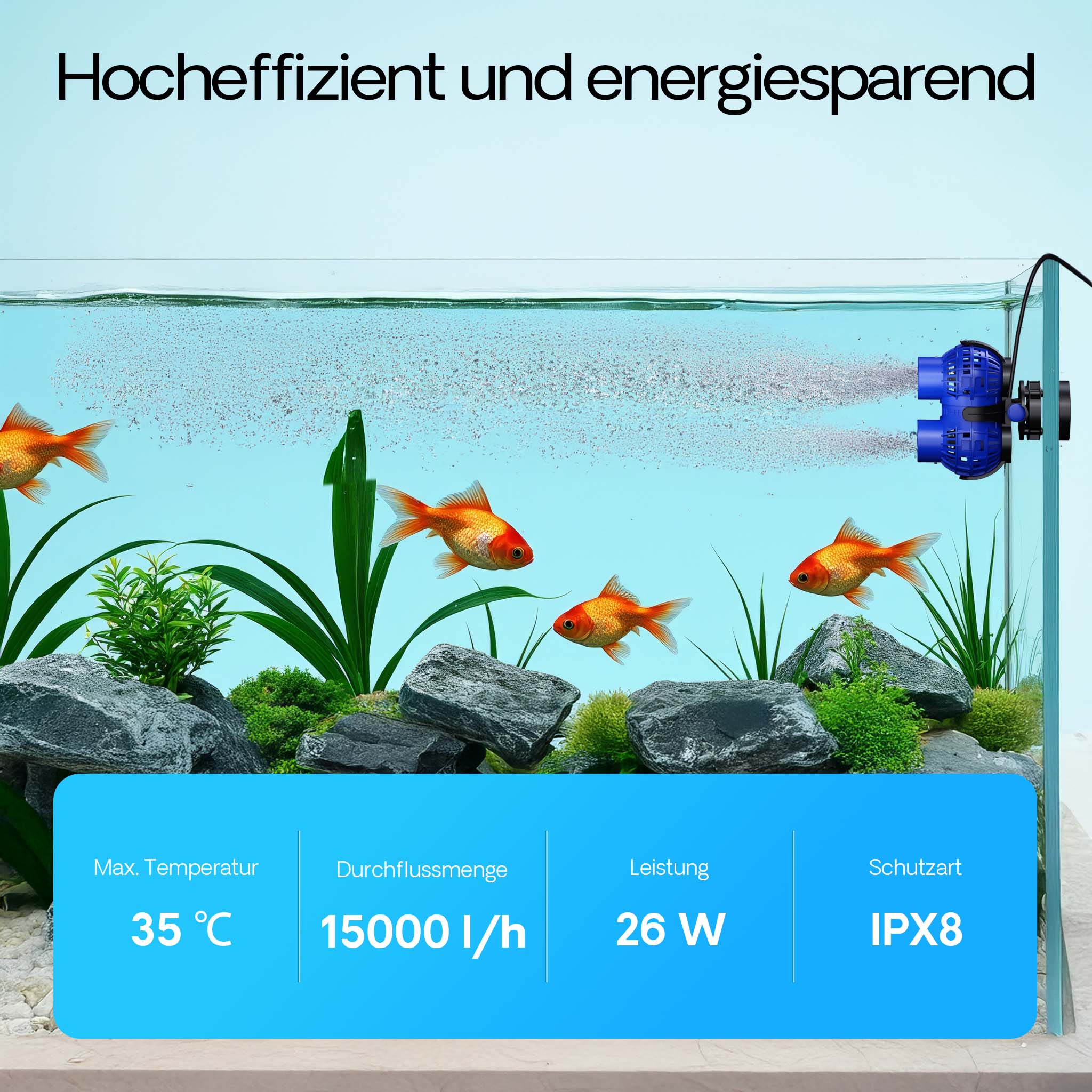 JVP-232 Pompa di movimento doppia 15000l/h 26W, orientabile con supporto magnetico