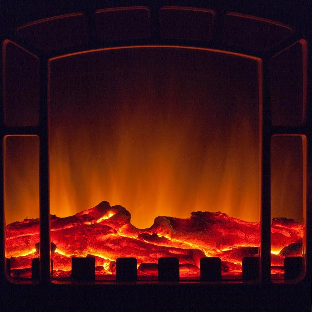 DEUBA® Caminetto Elettrico 2000W Termocamino Luce LED Effetto Fiamma Realistico Stufa Elettrica Camino Radiatore Nero