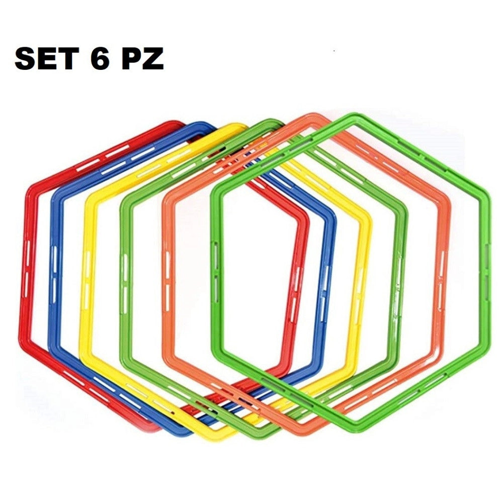 Trade Shop - Set 6pz Cerchi Piatti Allenamento Agilità Esagonale Per Calcio Fitness Da 50cm -