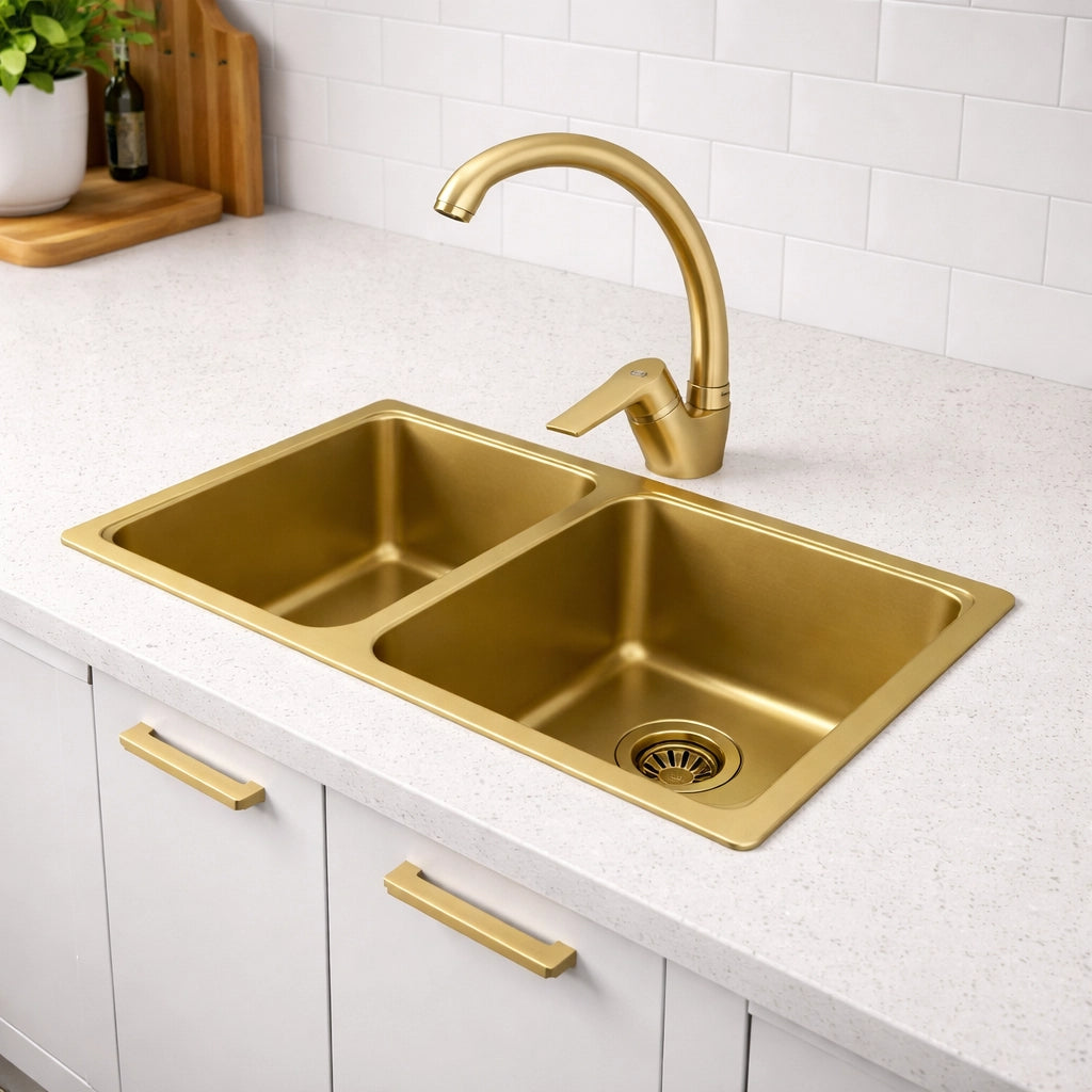 Miscelatore Rubinetto Monocomando Lavello Cucina Girevole ORO Satinato 94020