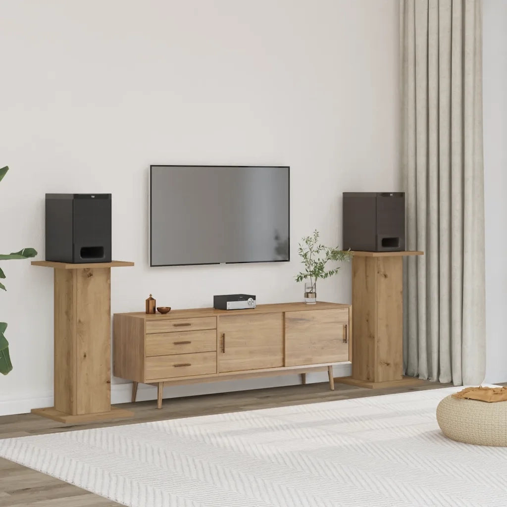 Supporti Altoparlanti 2 pz Rovere 30x30x60 cm in Multistrato 852662