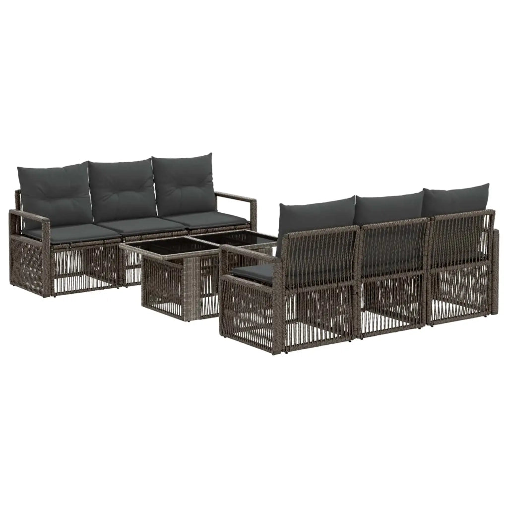 Set Divano da Giardino 7 pz Grigio e Grigio Scuro polyrattan 3437054
