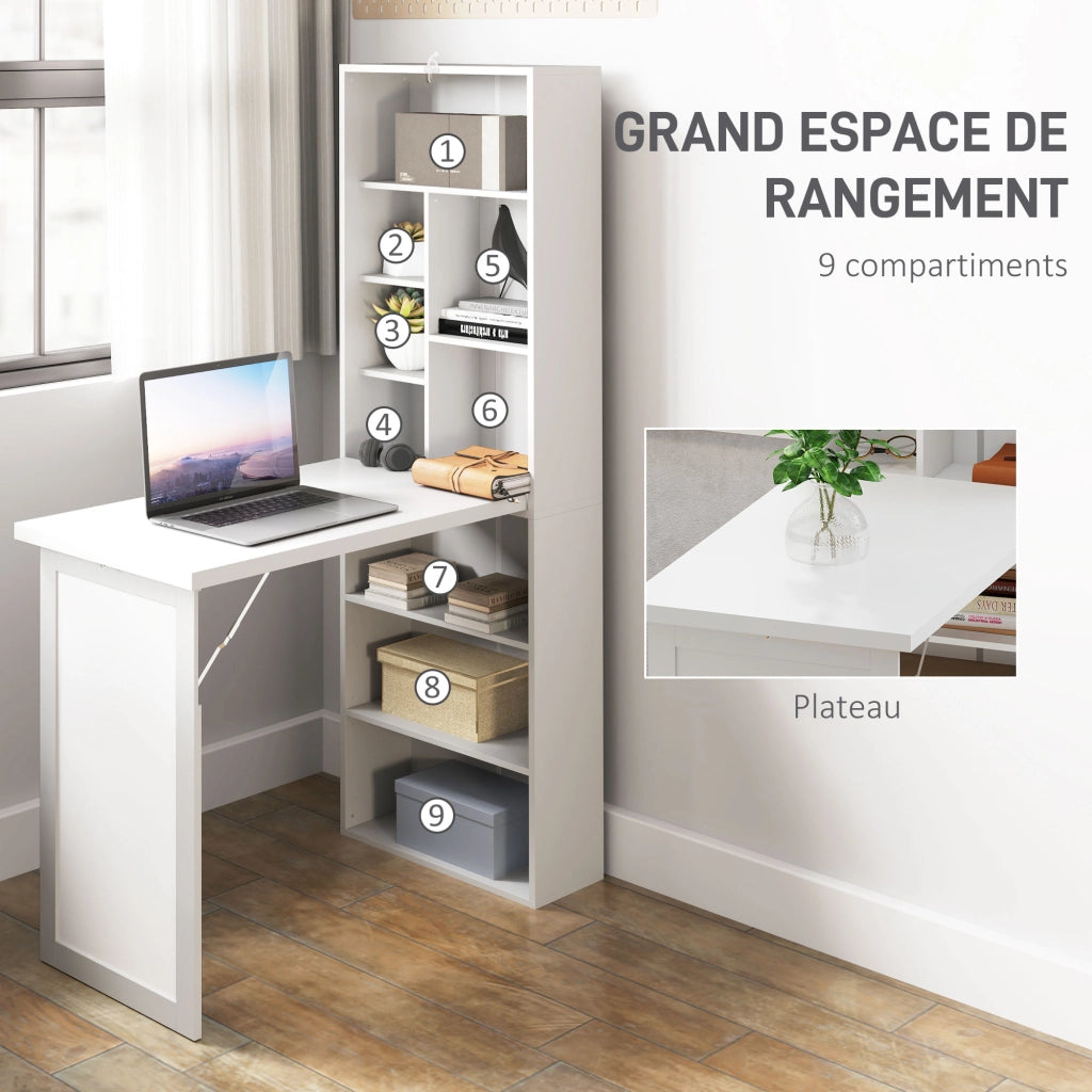 Scrivania pieghevole con libreria integrata ¨C Xylo ¨C Bianco 98x51x153cm