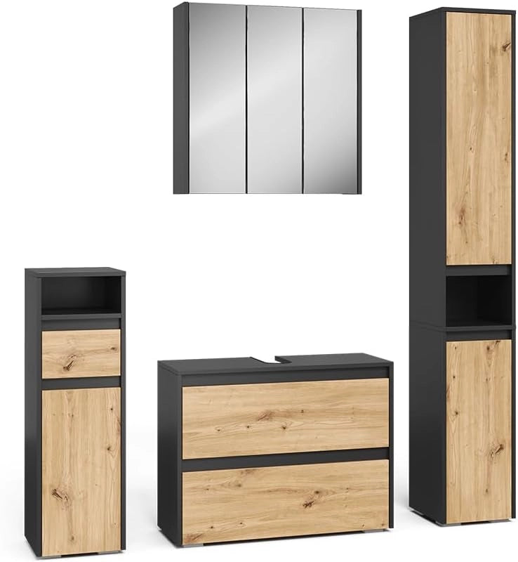 Set di mobili da bagno Majest, Antracite/Artisan, 4 parti