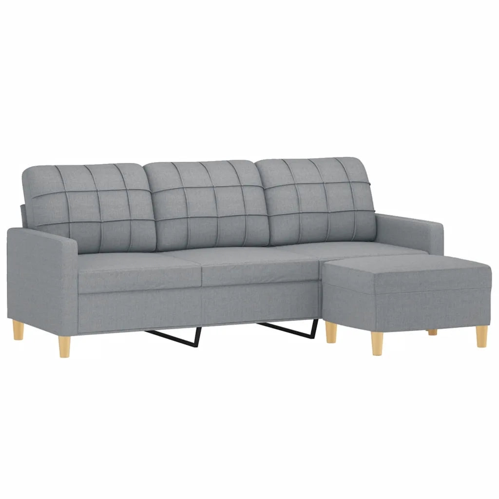 Divano a 3 Posti con Poggiapiedi Grigio Chiaro 180cm in Tessutocod mxl 70995