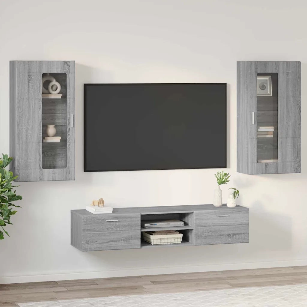 Set mobile TV con porta FLORIN Grigio Sonoma Legno multistrato