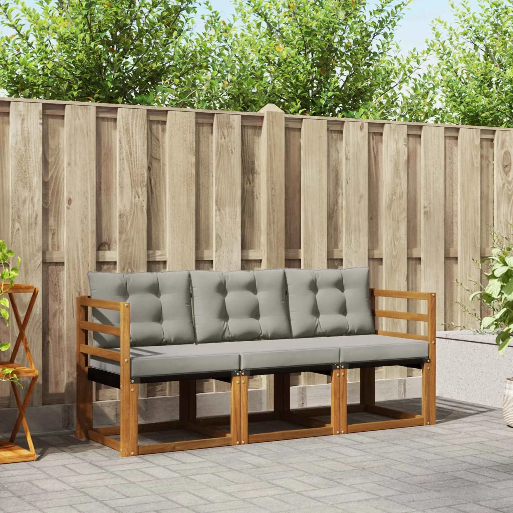 Set di divani da esterno 3 pcs Grigio Naturale e Chiaro